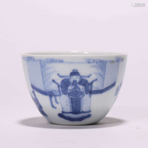 A Chinese Porcelain Blue and White Eight Immortals Cups Mark...
