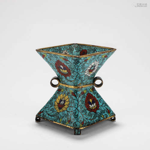 A Chinese Cloisonne Enamel Interlock Branches Vase Marked Qi...