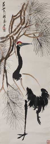 ATTRIBUTED TO QI BAISHI, CRANE AND PINE