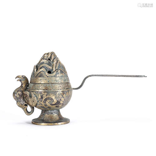 A Chinese Silver Gilding Phoenix Censer