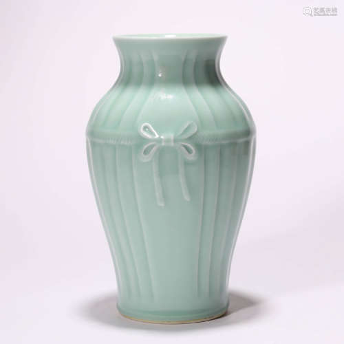 A Chinese Porcelain Celadon-Glazed Vase Marked Yong Zheng