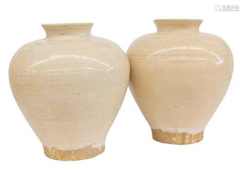 Chinese Pale Cream Vases