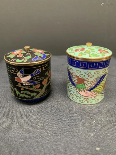 Two cloisonne boxes with covers