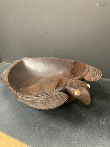 Wooden carving of a turtle- bowl