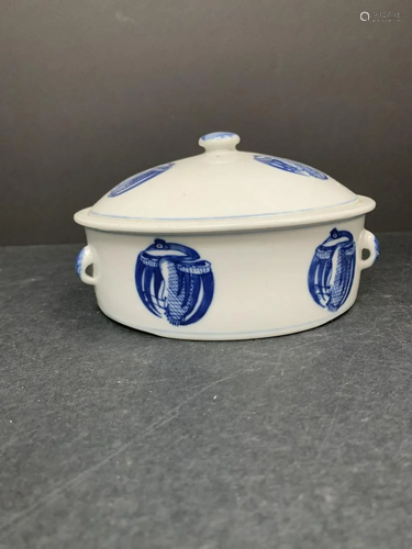 Blue and white bowl with cover