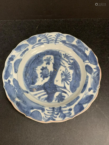 Blue and white plate