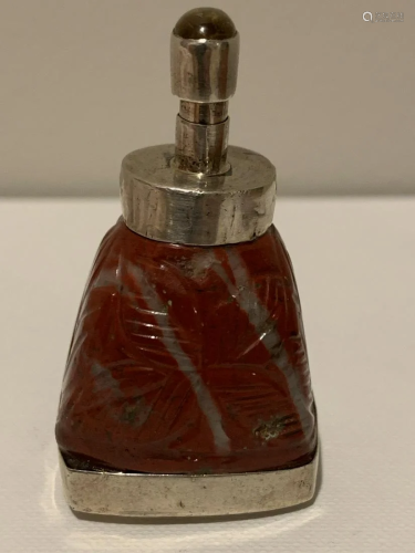 Red Stone with Sterling 925 mark snuff bottle