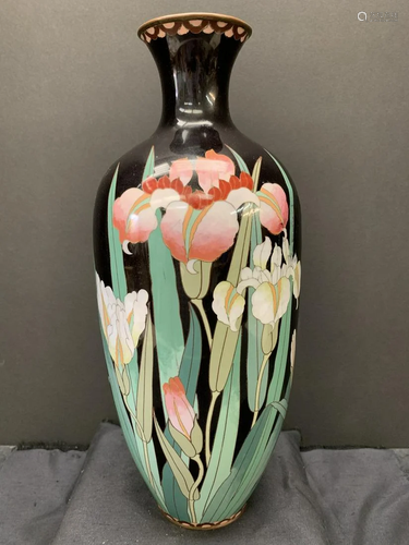 Japanese cloisonne vase- black