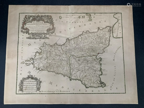 Antique map - Divisee en ses trois Provinces ou Valees