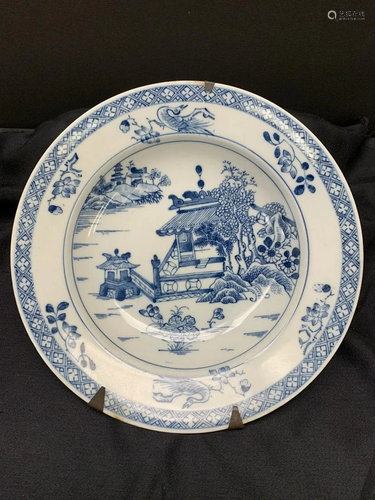 Blue and white plate