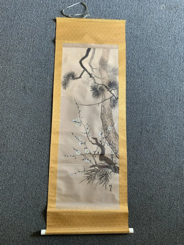 Japanese watercolor on silk- signed