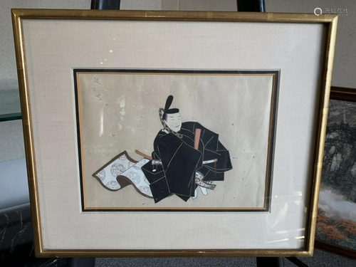 Japanese woodblock print framed in a gilded gold frame