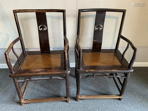 Pair of Chinese wooden chairs