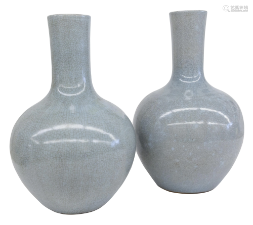 Chinese Light Blue Bottle Vases