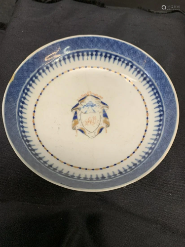 Blue and white plate