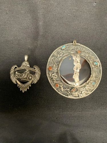 Circle Pendant and a Live to Ride Sterling Pendant