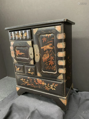 Japanese wood lacquer jewelry box
