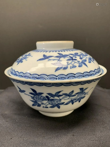 Blue and white bowl with cover