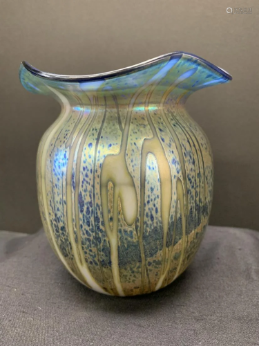 Art Glass Iridescent Vase