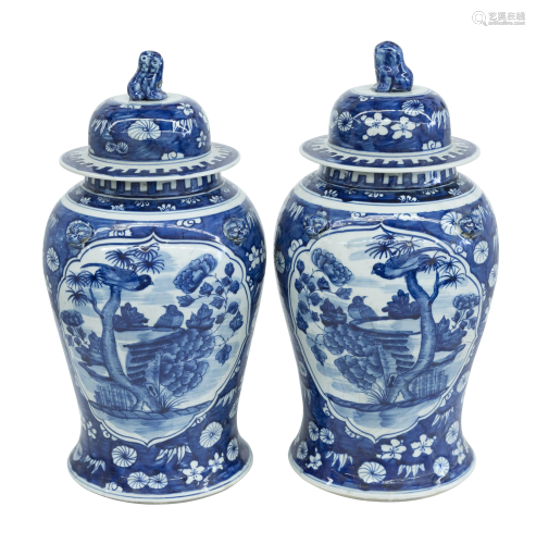 Chinese Blue and White Temple Jars