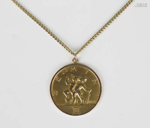 A 9ct gold Paul Vincze Gemini pendant, London 1967, weight 1...