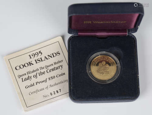 A Westminster Mint Queen Elizabeth II Cook Islands gold fift...