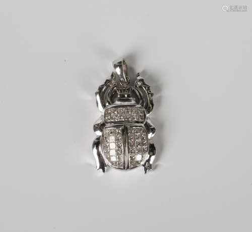 A Middle Eastern diamond pendant, designed as a scarab beetl...