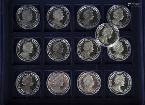 Thirteen Pobjoy Mint British Virgin Islands proof silver ten...