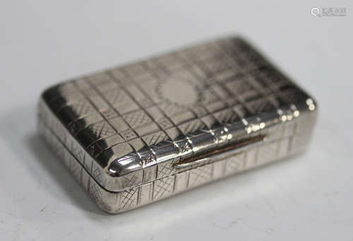 A George III silver rectangular snuff box, the exterior engr...