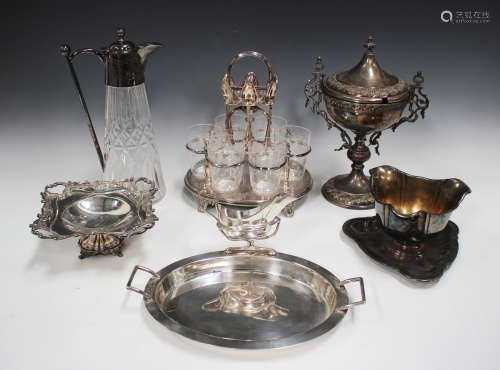 A collection of assorted plated items, including a Sheffield...