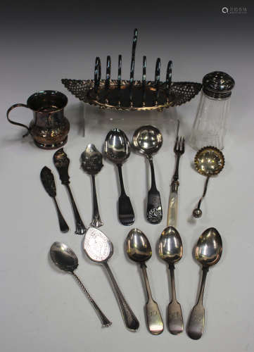A small group of silver and plated items, including a silver...