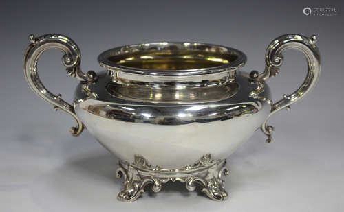 A Victorian silver two-handled sugar bowl of compressed circ...