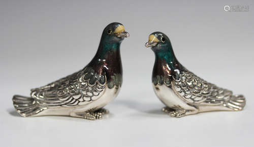 A graduated pair of Italian Saturno silver and enamelled fig...