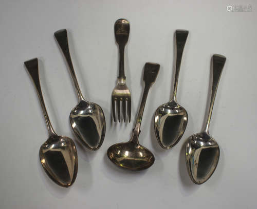 Three George III silver Old English pattern tablespoons, Lon...