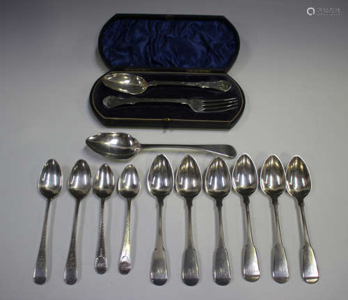 A Victorian silver christening fork and spoon, Exeter 1859 b...