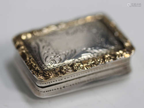 A William IV silver and parcel gilt vinaigrette of rectangul...