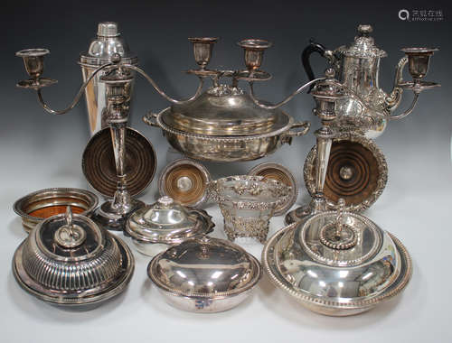 A collection of assorted plated items, including an early 19...