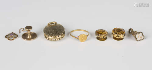 A French gold ring, circa 1900, decorated with a thoughtful ...
