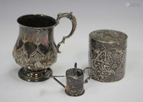 A Victorian silver christening cup of baluster form, embosse...