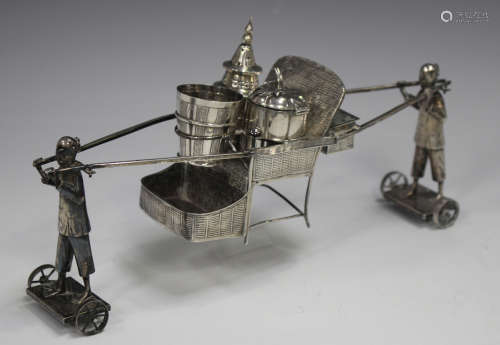 An early 20th century Chinese silver condiment stand, modell...