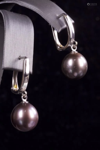 PAIR OF BLACK PEARL EARRINGS