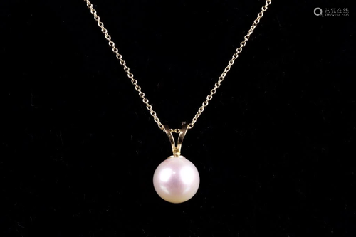 14K GOLD NECKLACE WITH PEARL