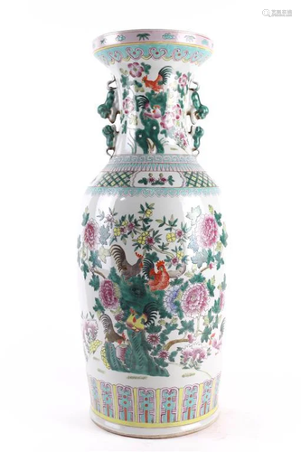 CHINESE FAMILLE VERTE ROULEAU VASE