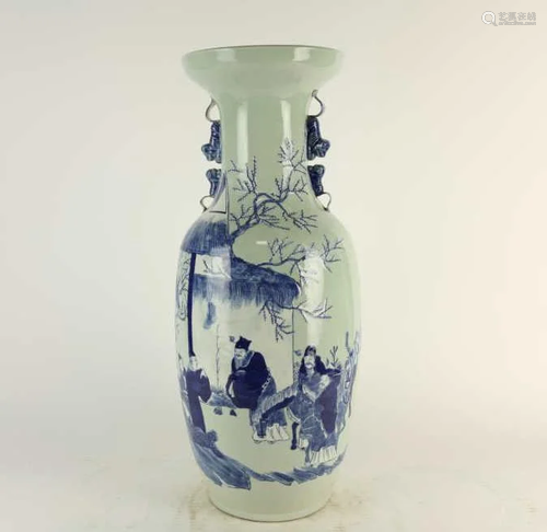 CHINESE BLUE AND CELADON VASE