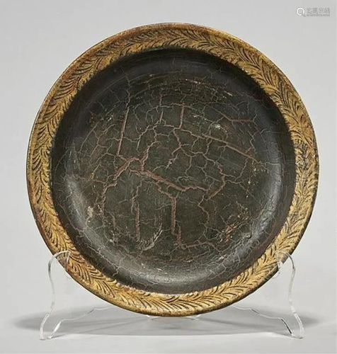 CHINESE DARK BROWN PORCELAIN PLATE