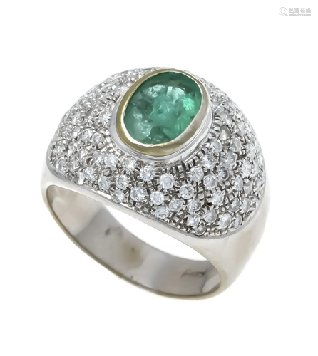 Emerald diamond ring WG 750/00