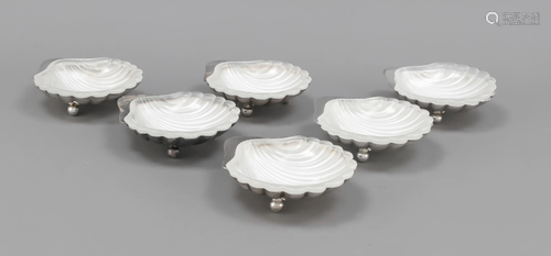 Six shell bowls, German, 20th