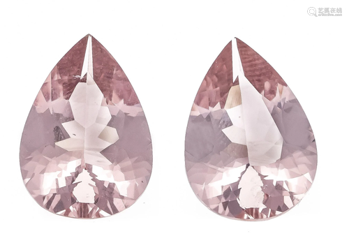 Morganite pair, total 15.39 ct