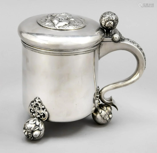 Baroque style lidded tankard,