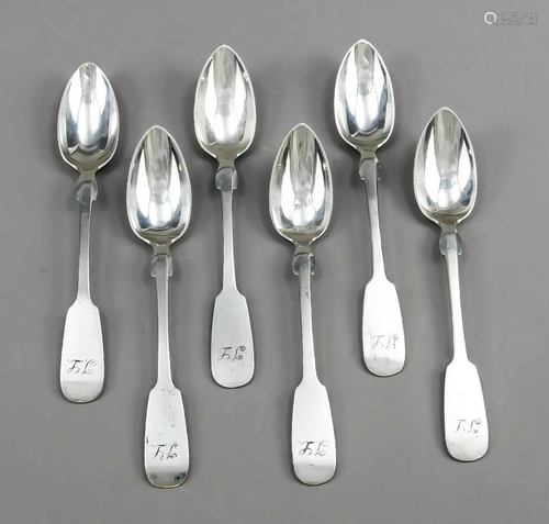 Six coffee spoons, German, 2nd